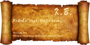 Kubányi Bettina névjegykártya